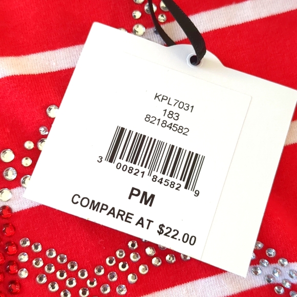 ❤️Kate Park Striped Heart Bling Tee NWT size pet. M - Picture 9 of 11